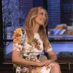 Kim Raver’s white floral print dress on Live with Kelly and Mark