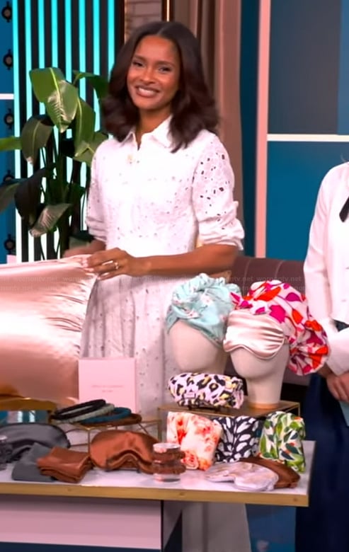 Kimanee Mason’s white eyelet shirtdress on The View