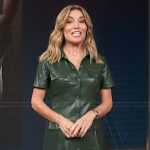 Kit’s green leather shirtdress on Access Hollywood