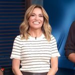 Kelly’s white striped top on Access Hollywood
