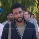 Winston’s navy waffle knit zip sweater on Greys Anatomy