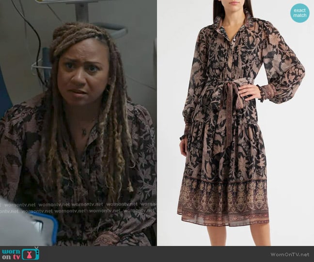 Kobi Halperin Moses Mixed Print Long Sleeve Dress worn by Karen Wilson (Tracie Thoms) on 9-1-1