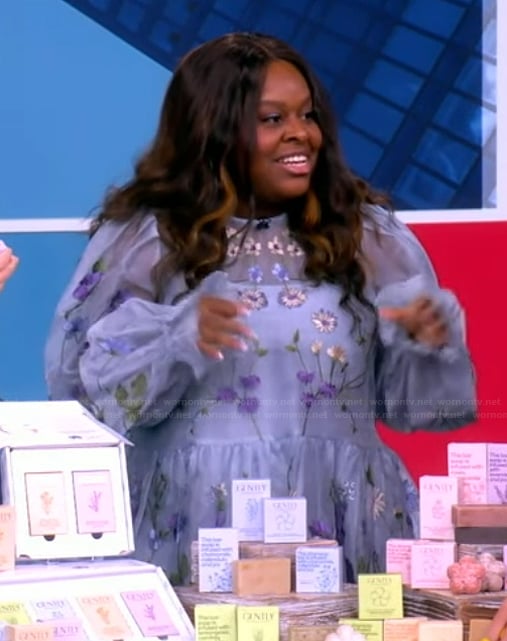 Kristen Dunning’s blue floral tulle dress on The View