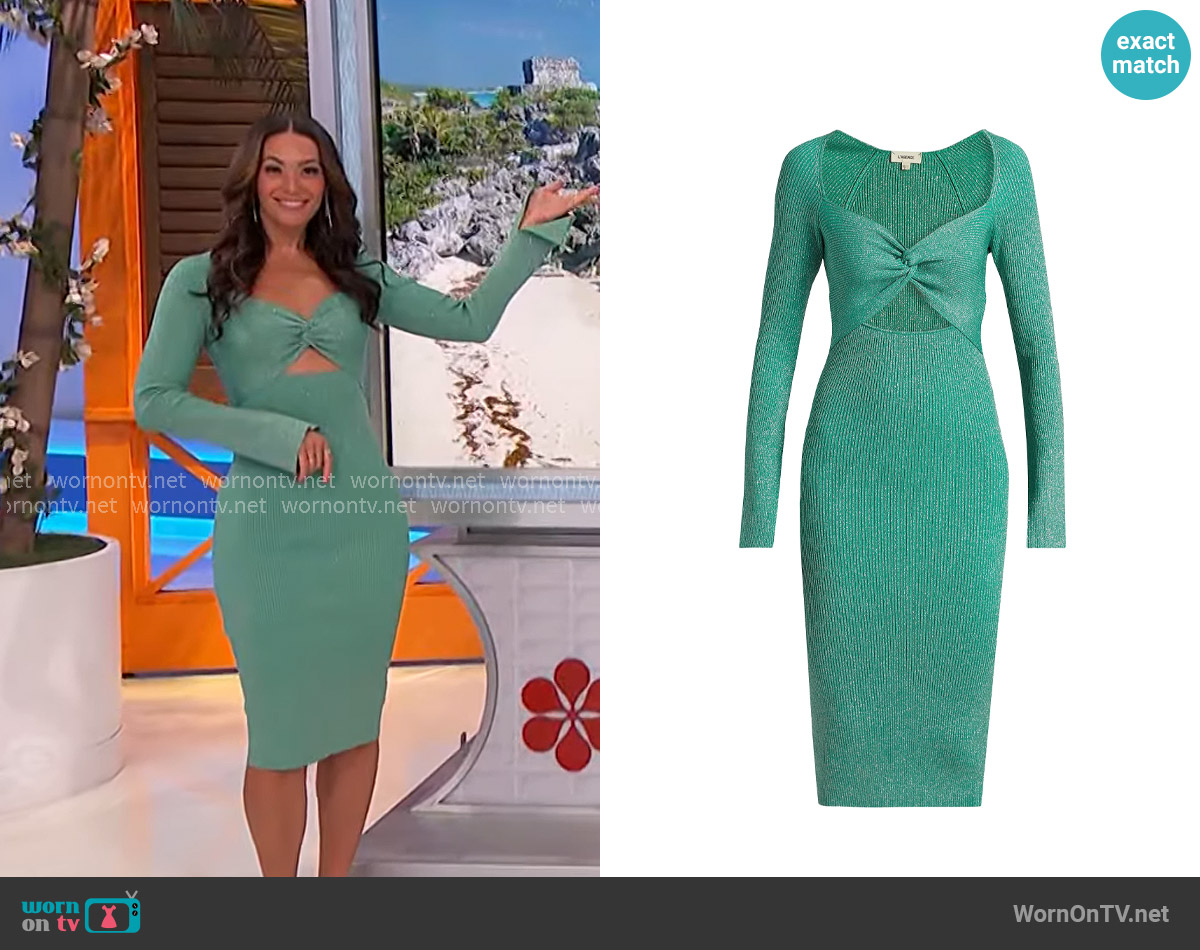 L'Agence Boa Dress in Jade worn by Alexis Gaube on The Price is Right