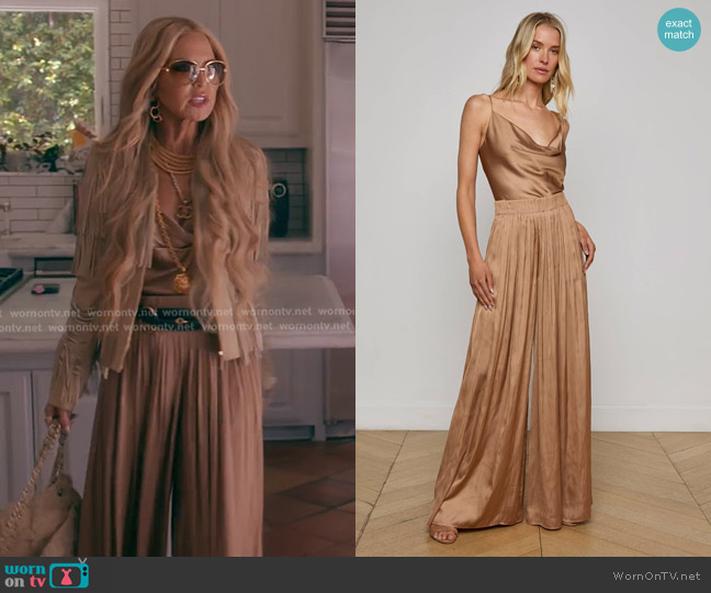 L'Agence Calista Silk Cowl Neck Camisole worn by Erika Jayne on The Real Housewives of Beverly Hills