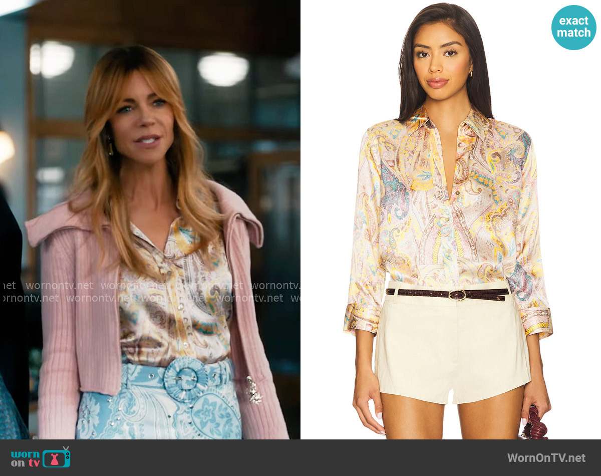 L'Agence Dani Blouse in Multi Western Paisley worn by Morgan Gillory (Kaitlin Olson) on High Potential