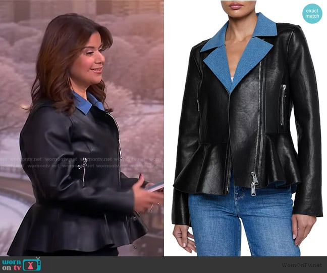 L'Agence Lyric Leather Biker Jacket worn by Ana Navarro on The View