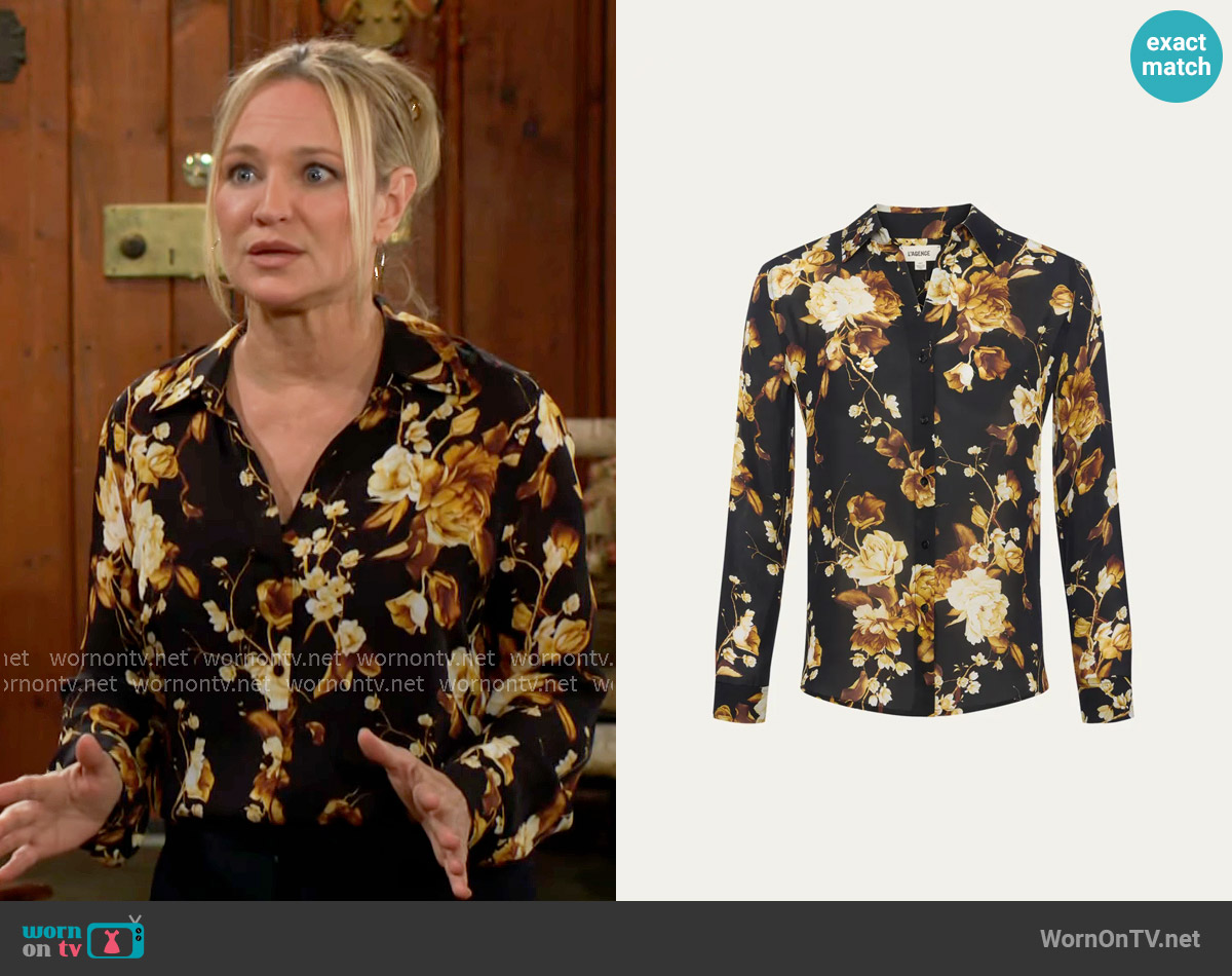 L'Agence Nina Blouse worn by Sharon Newman (Sharon Case) on The Young and the Restless