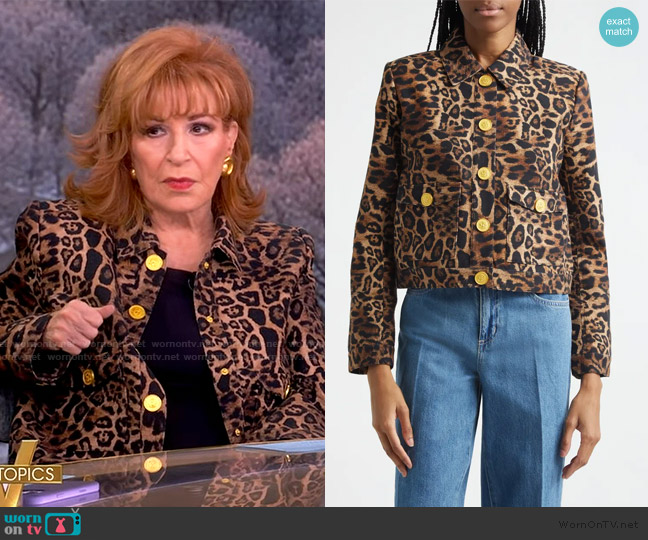 L'Agence Nyx Leopard Print Crop Jacket worn by Joy Behar on The View