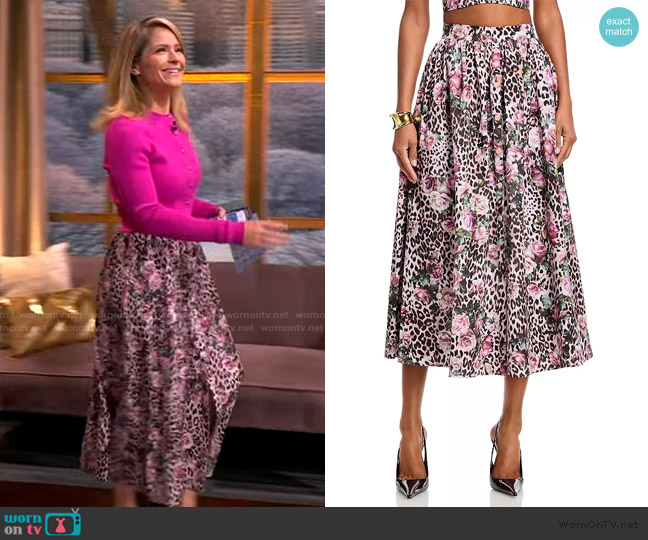 L'Agence Seina Front Placket Midi Skirt worn by Sara Haines on The View
