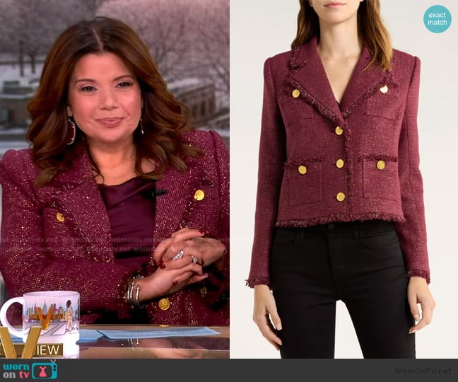 L'Agence Sylvia Metallic Blazer worn by Ana Navarro on The View
