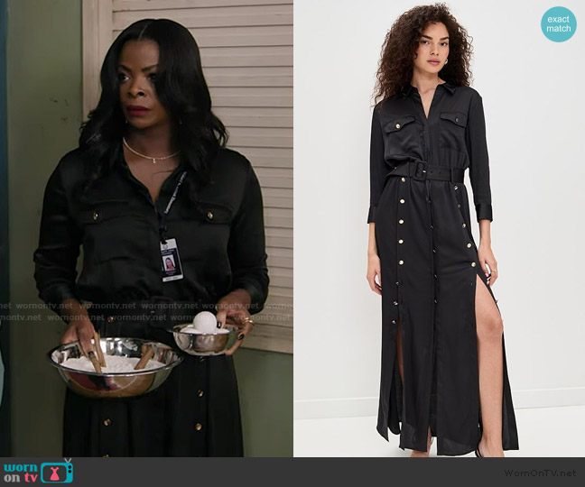 L'Agence Uriah Shirt Dress worn by Ava Coleman (Janelle James) on Abbott Elementary