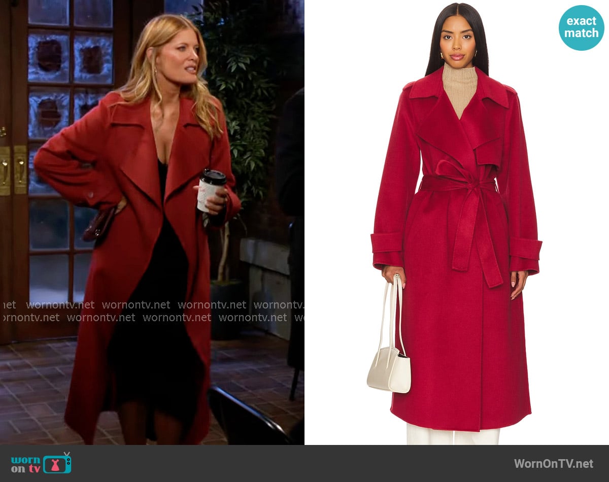 LaMarque Margaret Coat in Rosewood worn by Phyllis Summers (Michelle Stafford) on The Young and the Restless