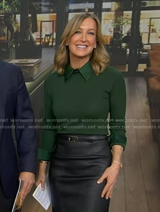 Lara’s green collared sweater on Good Morning America