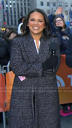 Laura’s black plaid coat on Today