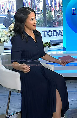 Laura’s navy pleated shirtdress on Today
