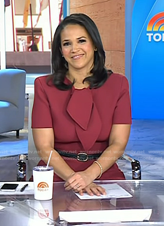 Laura’s red tie neck dress on Today