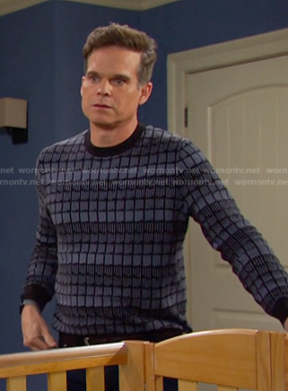 Leo’s blue check sweater on Days of our Lives