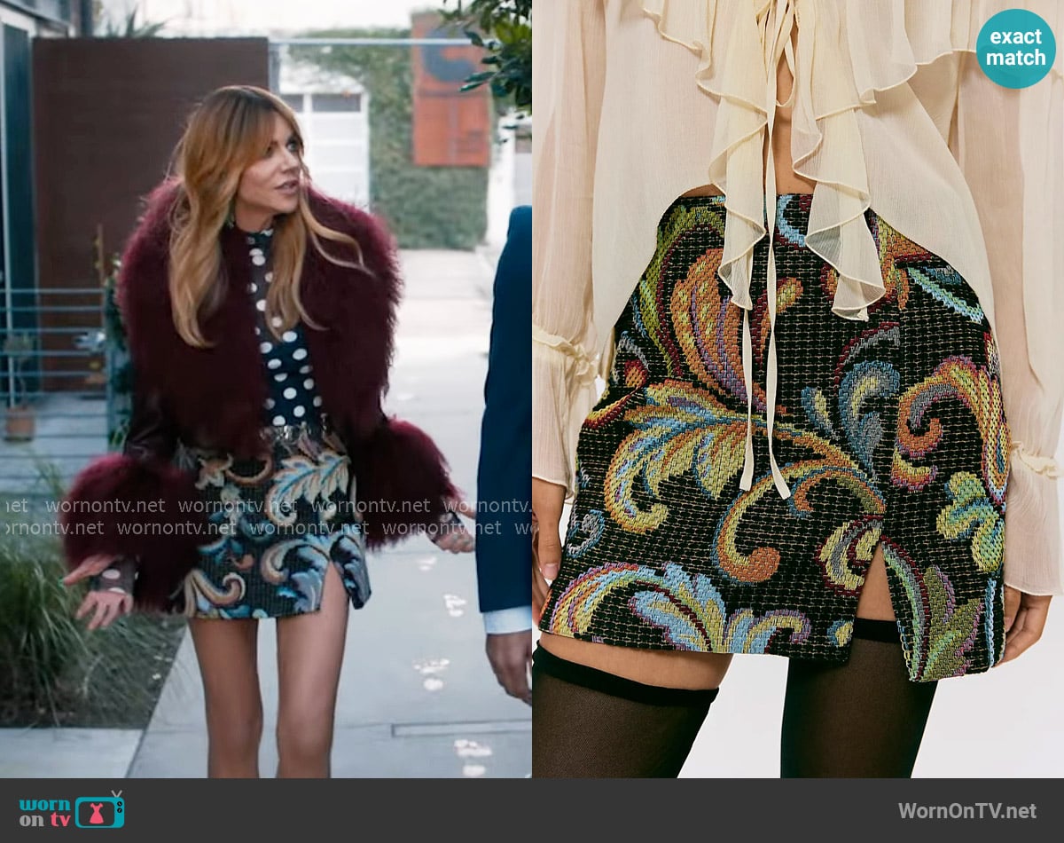 Lisa Maree Awaken Leather and Mongolian Wool Cropped Jacket in Burgundy worn by Morgan Gillory (Kaitlin Olson) on High Potential