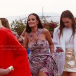 Lisa’s pink printed strappy maxi dress on The Real Housewives of Salt Lake City