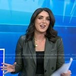 Liz’s green leather blazer and pants on Today