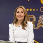 Lori’s white asymmetric sweater and leather pants on Good Morning America