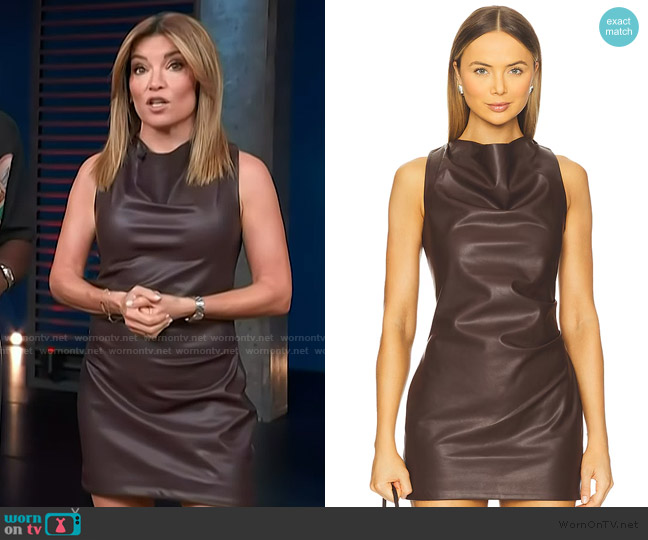 Lovers + Friends Gemma Faux Leather Mini Dress worn by Kit Hoover on Access Hollywood