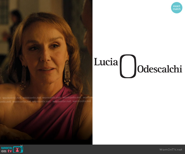 Lucia Odescalchi Temple Earrings worn by Sylvie (Philippine Leroy-Beaulieu) on Emily in Paris