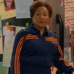 Lucretia’s navy stripe tracksuit on The Upshaws