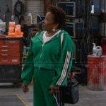 Lucretia’s green oversized hoodie on The Upshaws