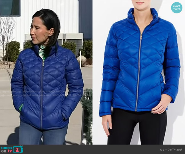 Lucy daily Zen Down Jacket in sodalite blue worn by Vicky Nguyen on Today