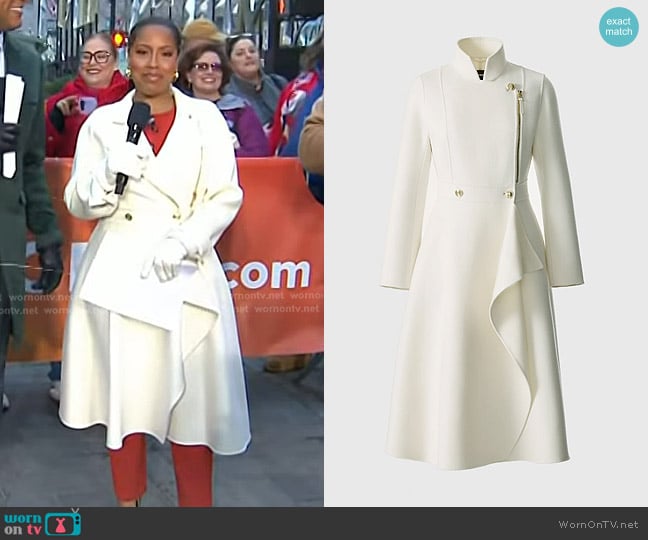 Mackage Annia Asymmetric Wool Double Face Coat in Cream worn by Sheinelle Jones on Today