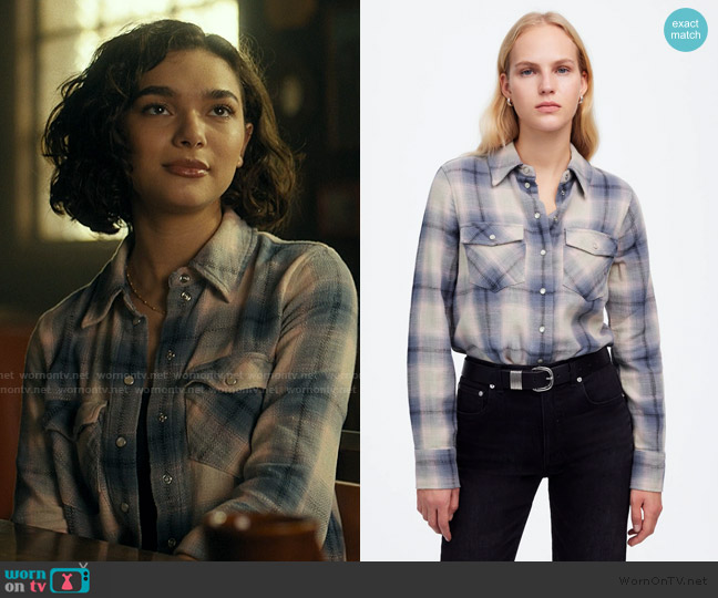 Madewell Flannel Snap-Front Shirt in Plaid worn by Ariana Medina (Paulina Chavez) on Landman