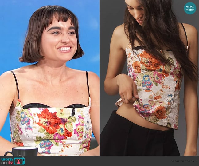 Maeve Jacquard Peekaboo Tank Top worn by Coco Mocoe on Access Hollywood