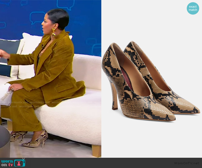 Magda Butrym 115 snake-effect leather pumps worn by Tamron Hall on Tamron Hall Show