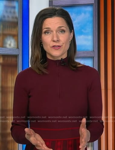 Maggie’s Burgundy knit midi dress on Good Morning America