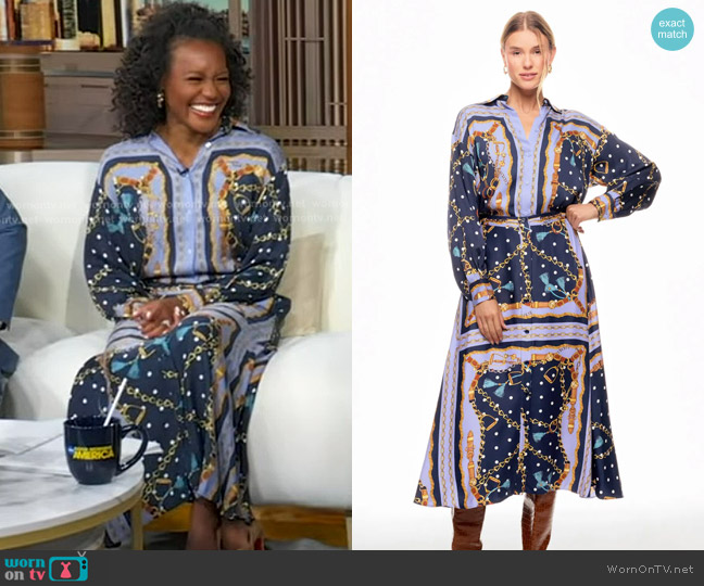 Maje Multicolored Blouse worn by Janai Norman on Good Morning America