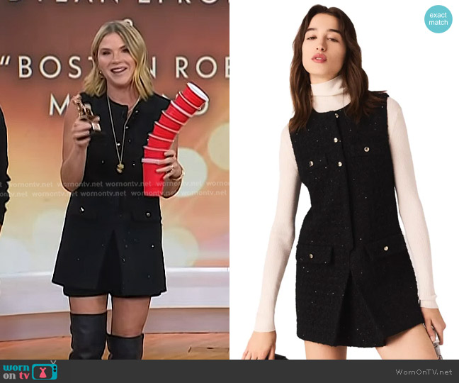 Maje Tweed Playsuit with Rhinestones worn by Jenna Bush Hager on Today