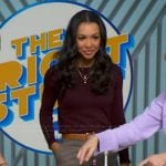 Malika’s burgundy button cuff sweater on Good Morning America