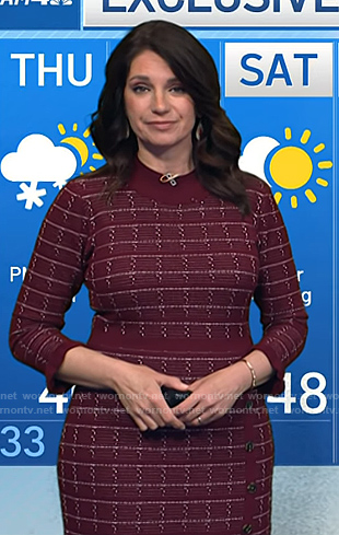 Maria’s red windowpane check sweater dress on Today