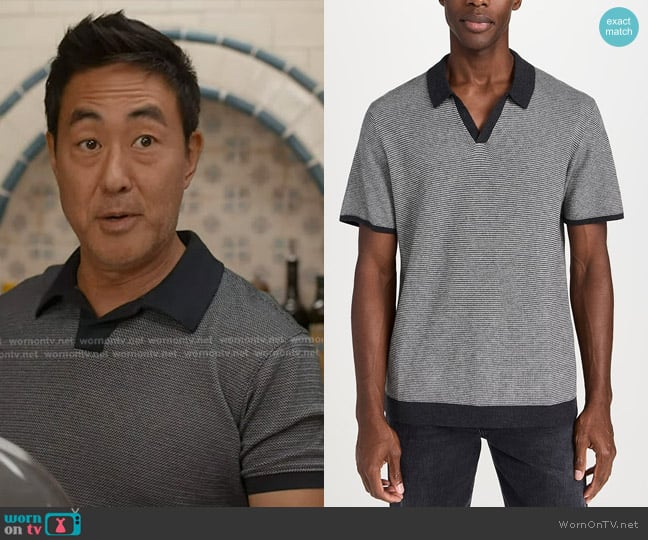 Marine Layer Liam Sweater Polo worn by Howard Han (Kenneth Choi) on 9-1-1