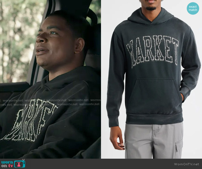 Market Vintage Arc Logo Hoodie in Pirate-Black worn by Harry Grant (Elijah M. Cooper) on 9-1-1