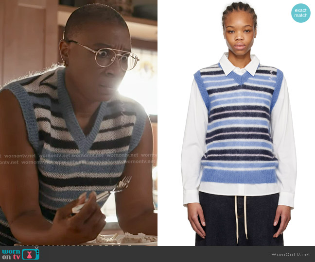 Marni Stripe Brushed Mohair Blend Sweater Vest worn by Henrietta Wilson (Aisha Hinds) on 9-1-1