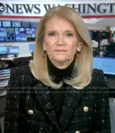 Martha’s black check double breasted blazer on Good Morning America