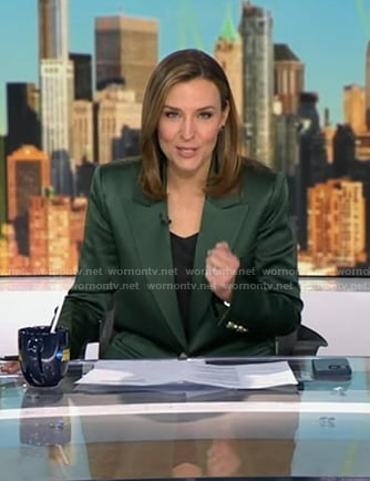 Mary’s green satin blazer and pants on Good Morning America