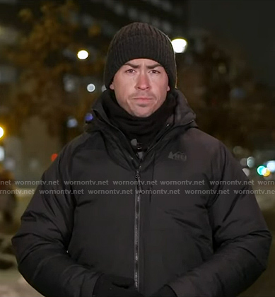 Matt Rivers’ black hooded down jacket on Good Morning America