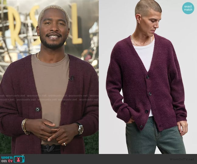 Mode of One Boxy-Fit Eyelash Cardigan worn by Scott Evans on Access Hollywood