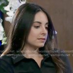 Molly’s black ruched button-front top on General Hospital