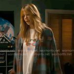 Morgan’s sunglasses graphic tee and checked overshirt on High Potential