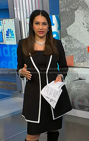 Morgan’s black contrast trim blazer on NBC News Daily